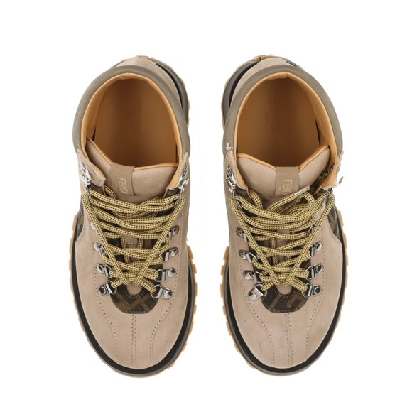 Authentic Fendi Leather Monogram Hiking Boots men size UK5 US6 - Picture 4 of 16